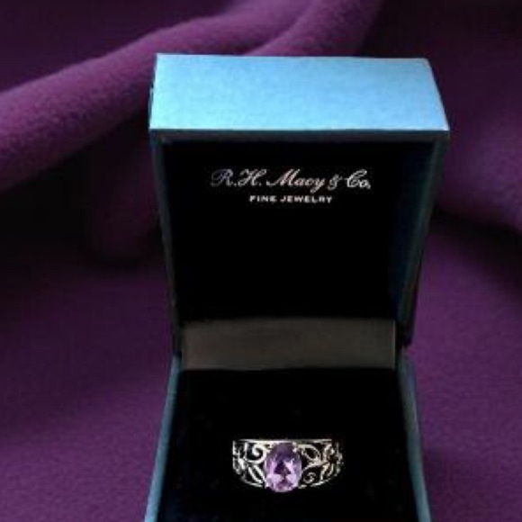 Amethyst 1K natural beautiful, marquee cut 925 silver, scroll style ring ❤️ - Picture 5 of 5